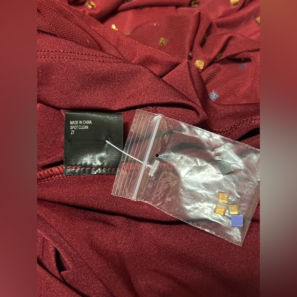 NWT Alex Marie Sz 6 Hazel Beaded Mesh Boat Neck Long Sleeve Dress Asymmetrical - Picture 9 of 10